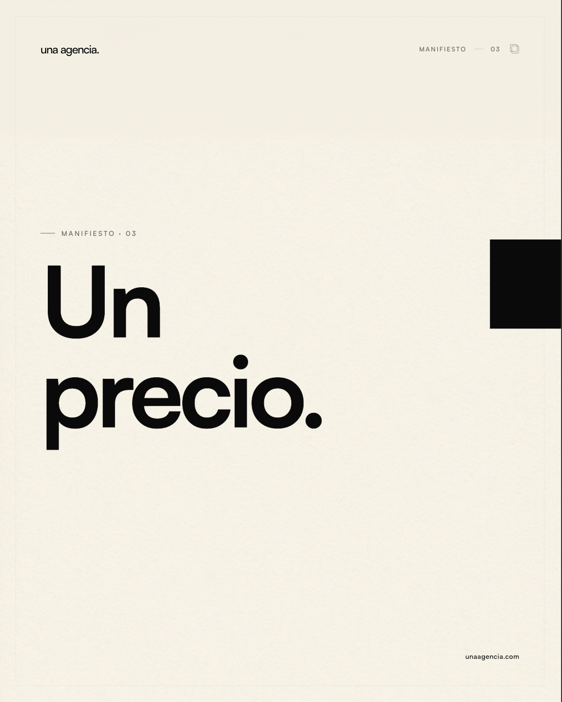 Un precio. — tipográfico Ink sobre Bone